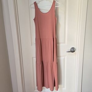 H&M Pale Pink Sleeveless Tiered Maxi Dress Sz S